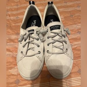 Sperry Top Sider Crest Vibe Linen White Sneakers